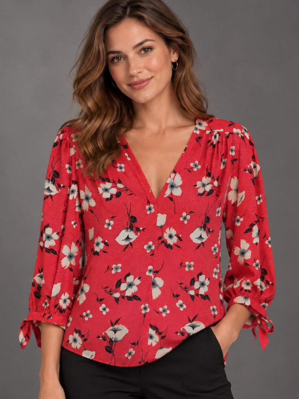 Rebecca Taylor Daniella Silk Blouse in Dark Coral, Size 10